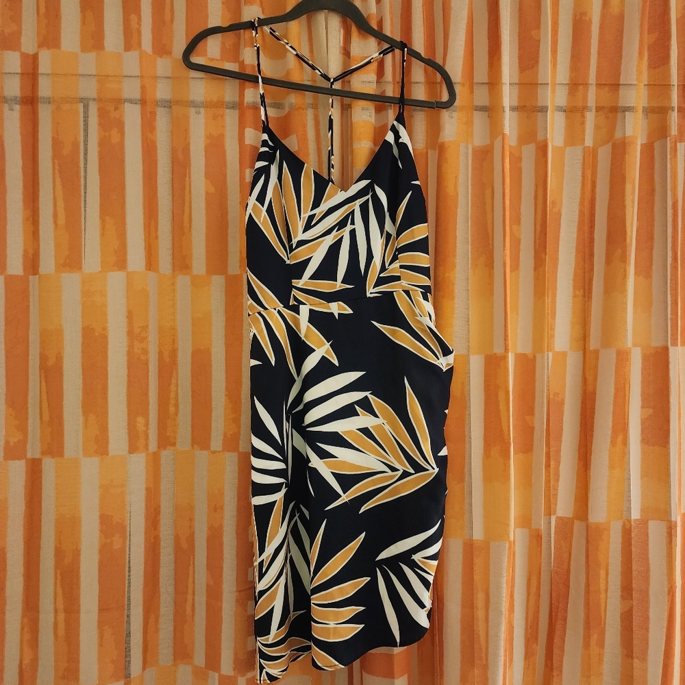Finders Keepers Navy Tropical Leaf Mini Dress - Picture 7 of 9